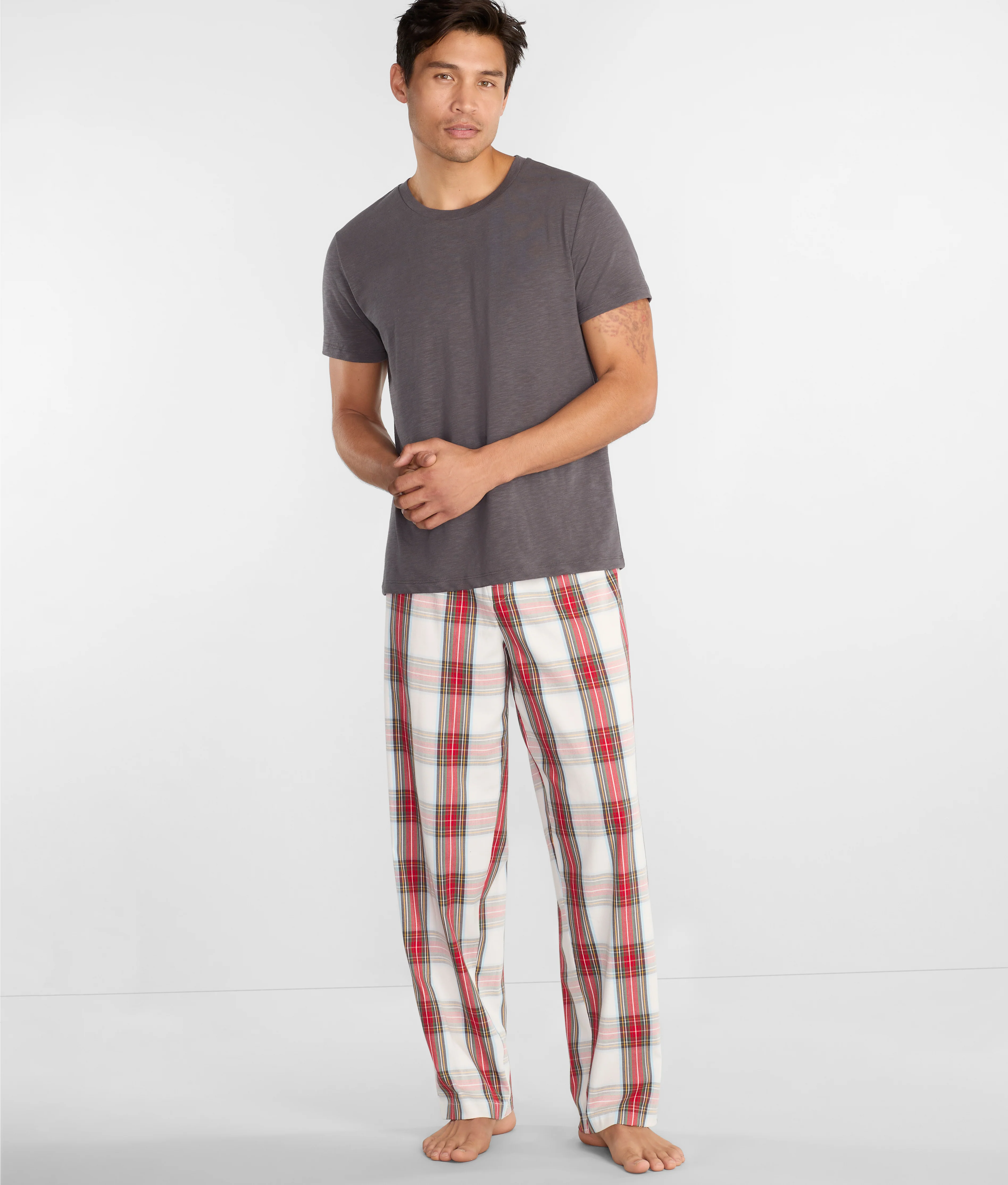 The Cozy Plaid Men's Brushed Cotton Pajama Set - Image 3