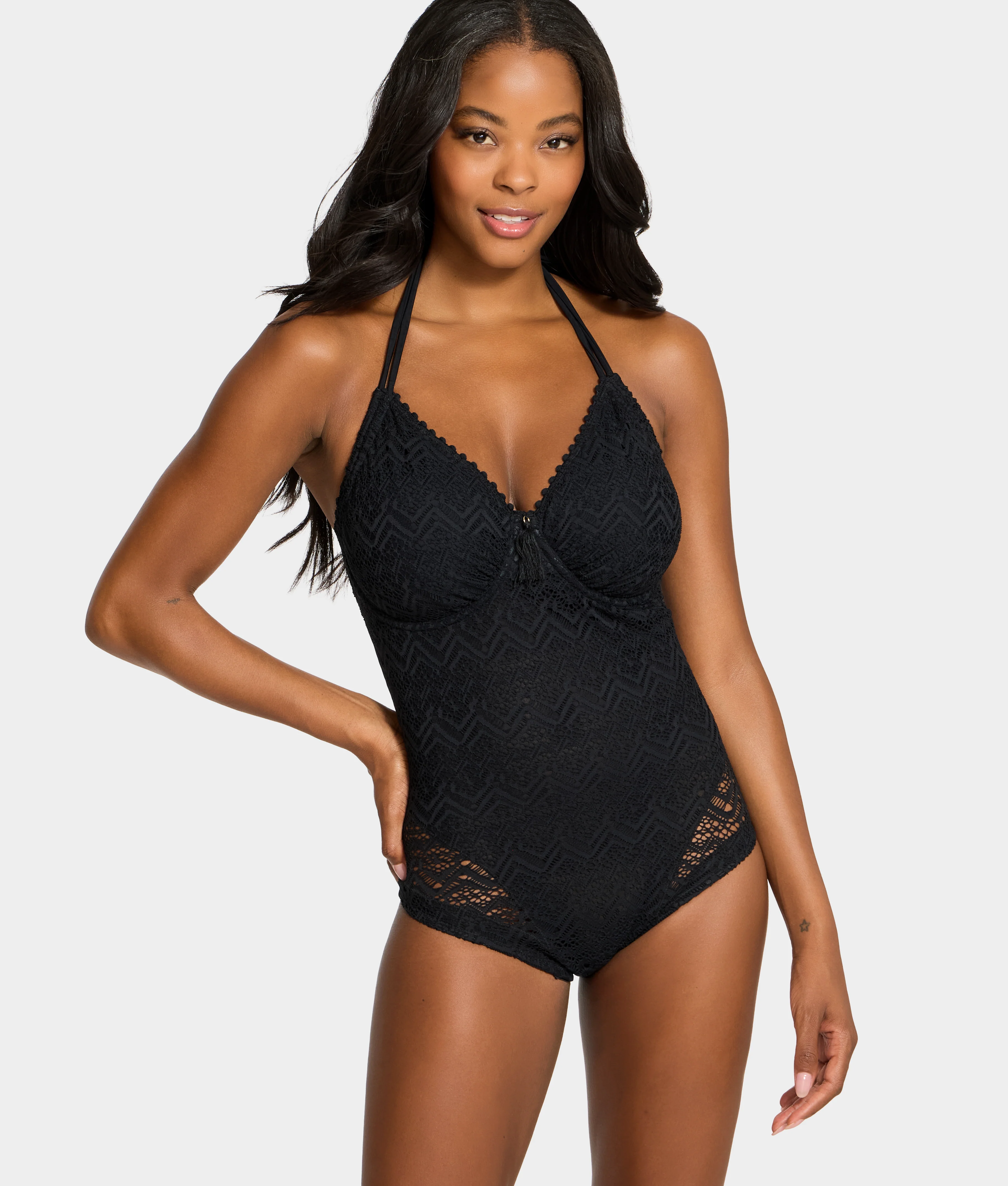 The Slimming Underwire Crochet One-Piece Swimsuit