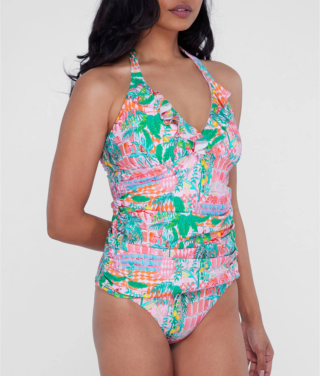 Ruffle Halter Underwire Tankini Top - Image 33
