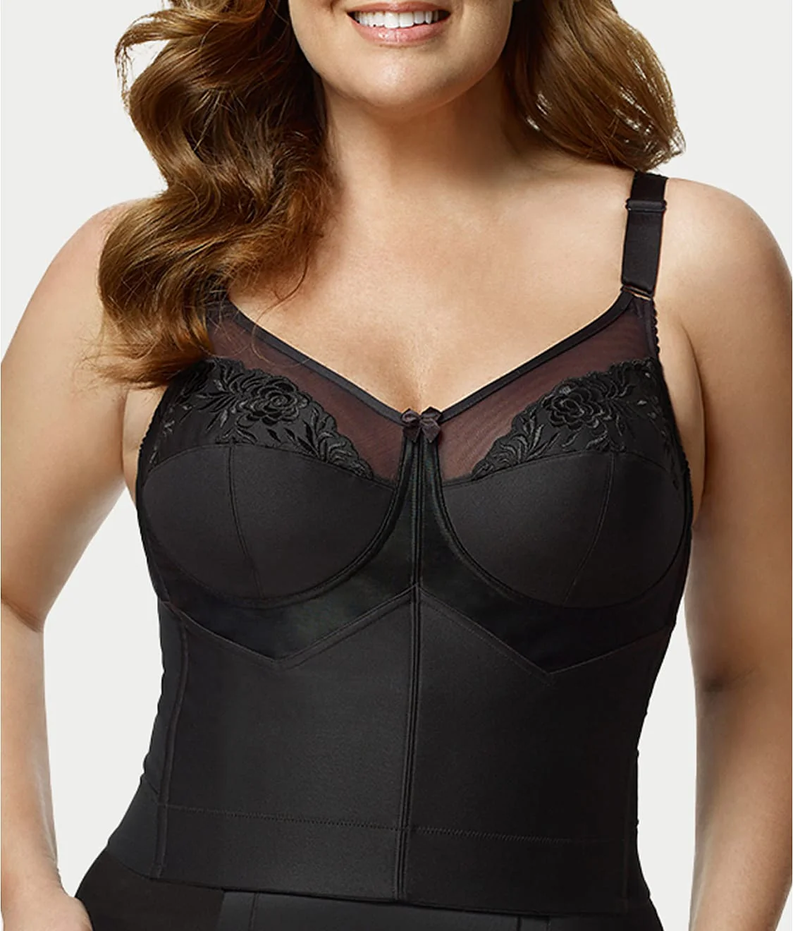 Embroidered Microfiber Longline Wire-Free Bra - Image 3