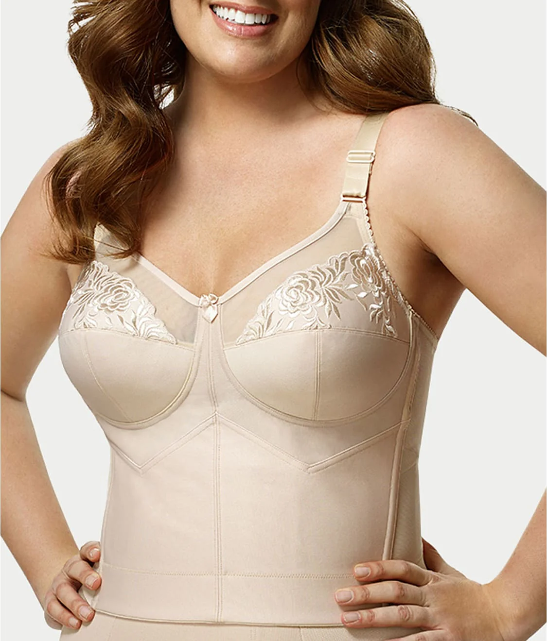 Embroidered Microfiber Longline Wire-Free Bra - Image 7