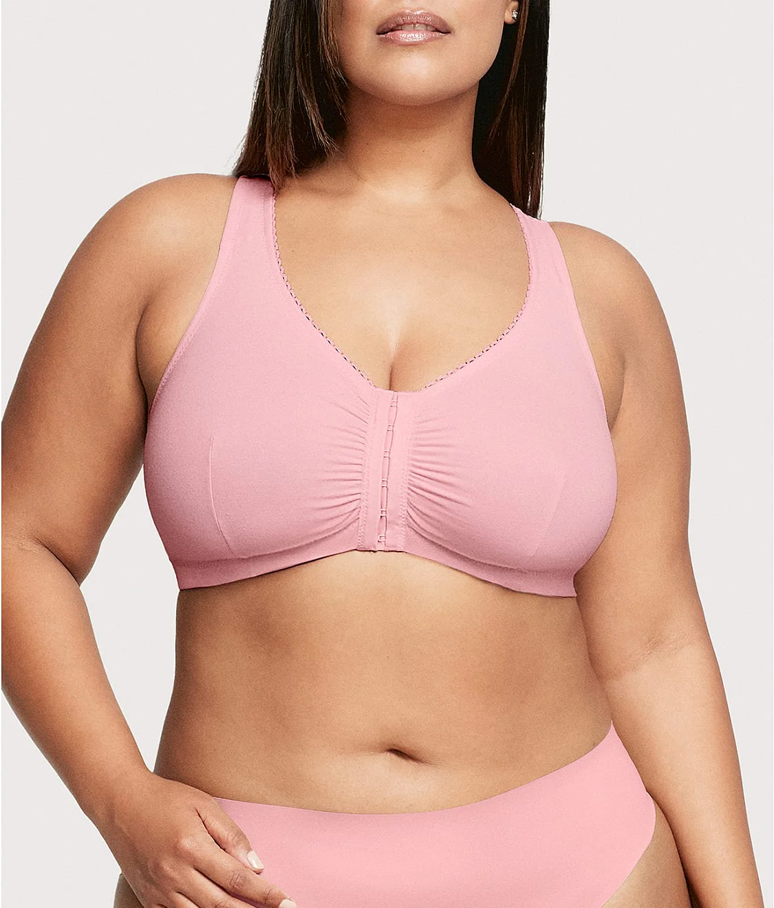 Front-Close Cotton T-Back Wire-Free Comfort Bra - Image 3