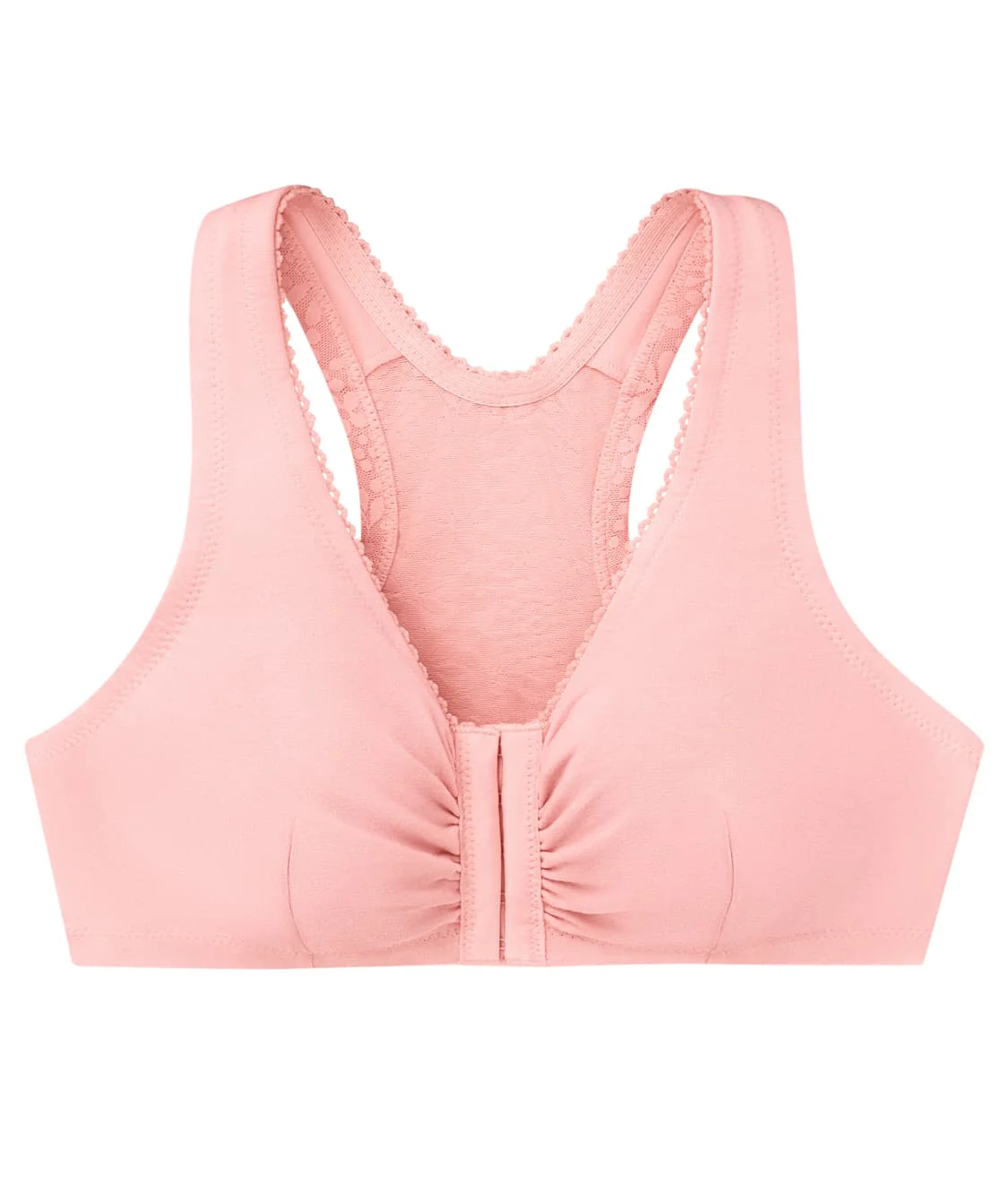 Front-Close Cotton T-Back Wire-Free Comfort Bra - Image 4