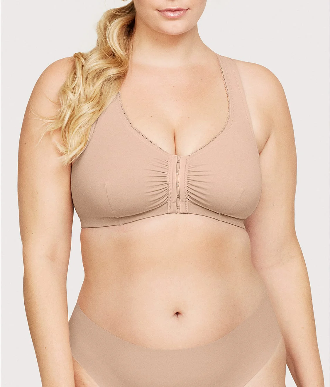 Front-Close Cotton T-Back Wire-Free Comfort Bra - Image 8