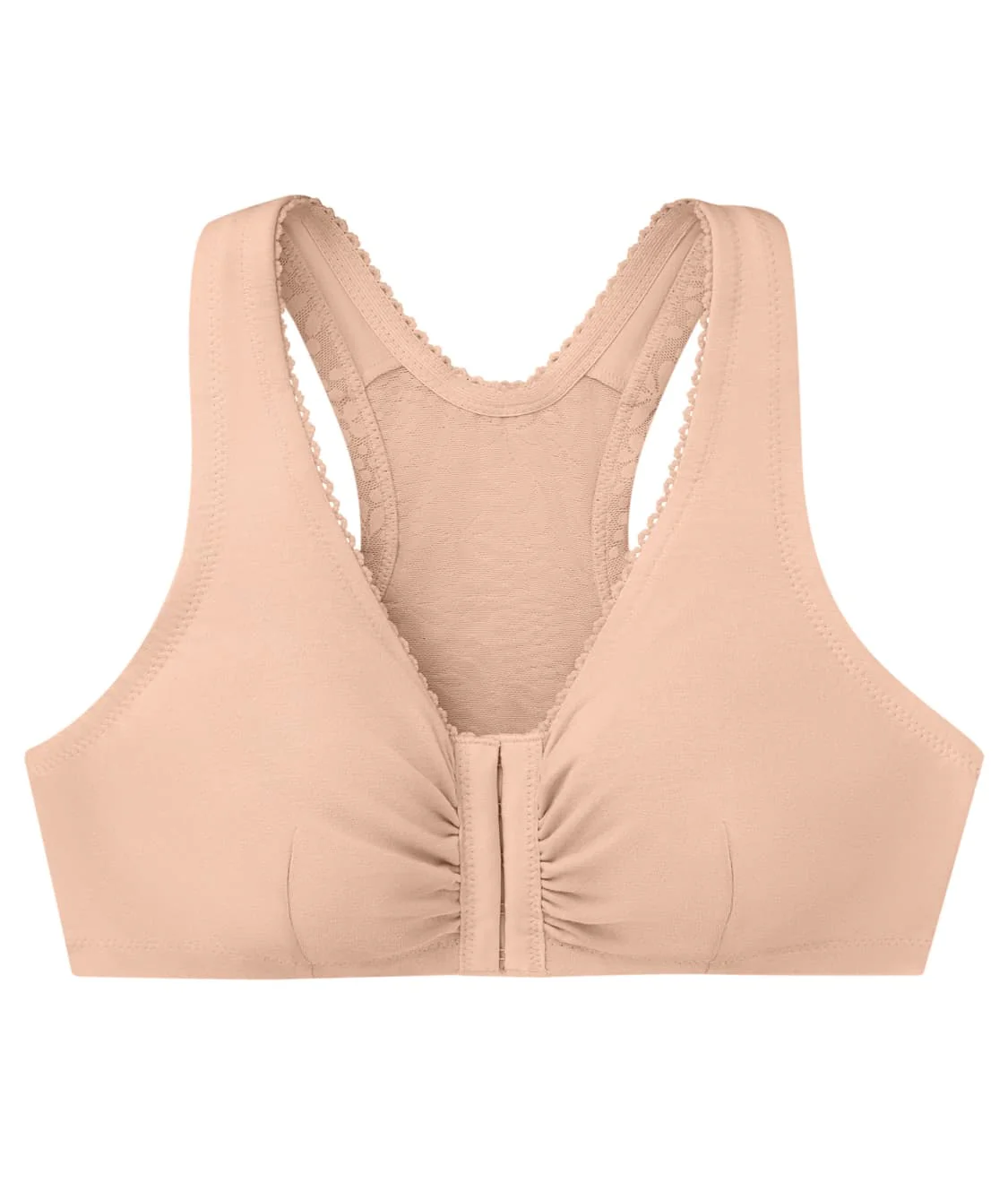 Front-Close Cotton T-Back Wire-Free Comfort Bra - Image 9