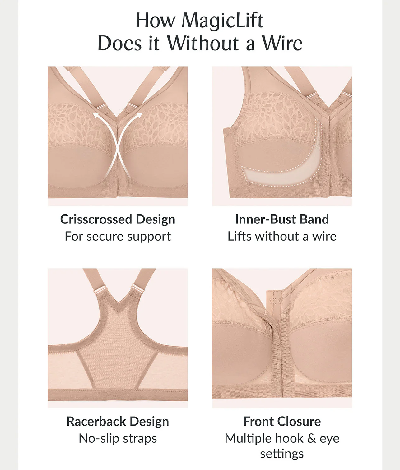 MagicLift Front-Close Racerback Wire-Free Bra - Image 11