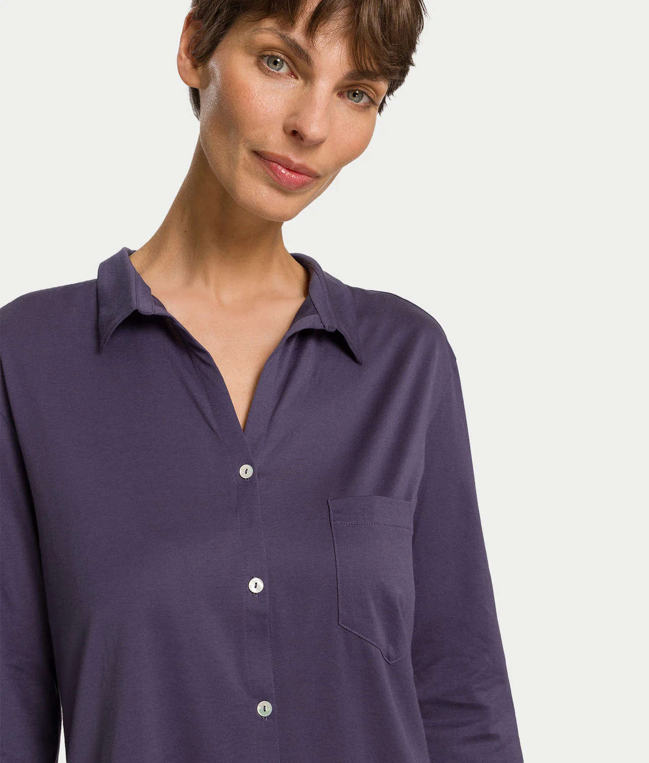 Cotton Deluxe Button-Front Sleep Shirt - Image 3
