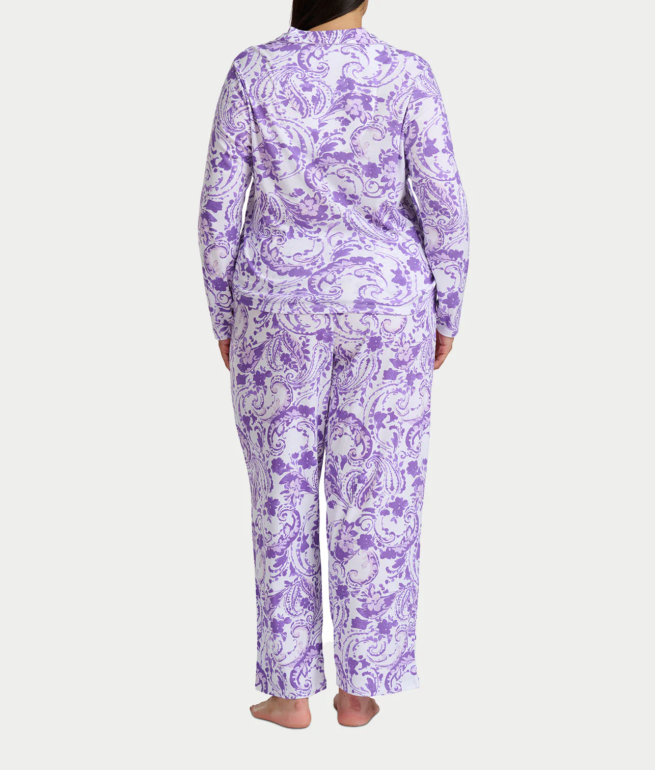 Paisley Fusion Knit Pajama Set with Satin - Image 2