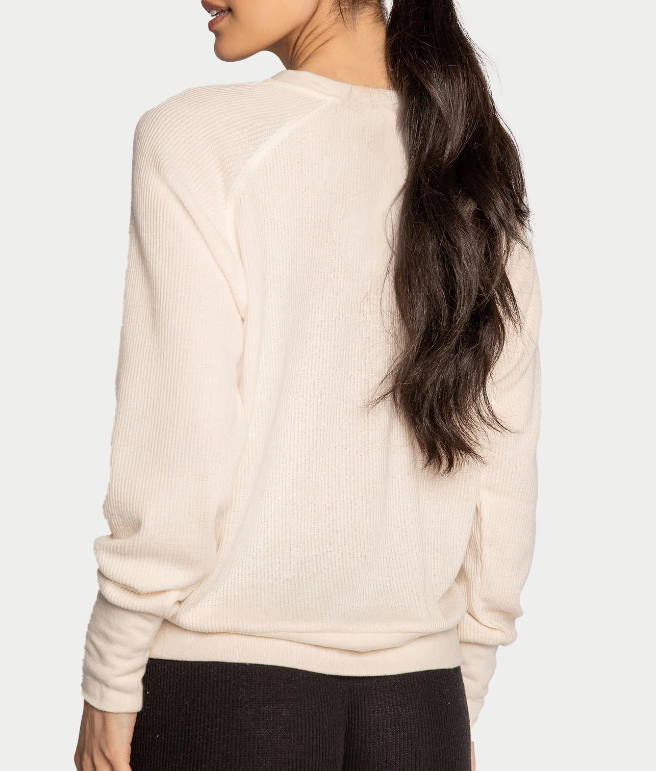Textured Essentials Ribbed Long Sleeve Knit Top - Image 2