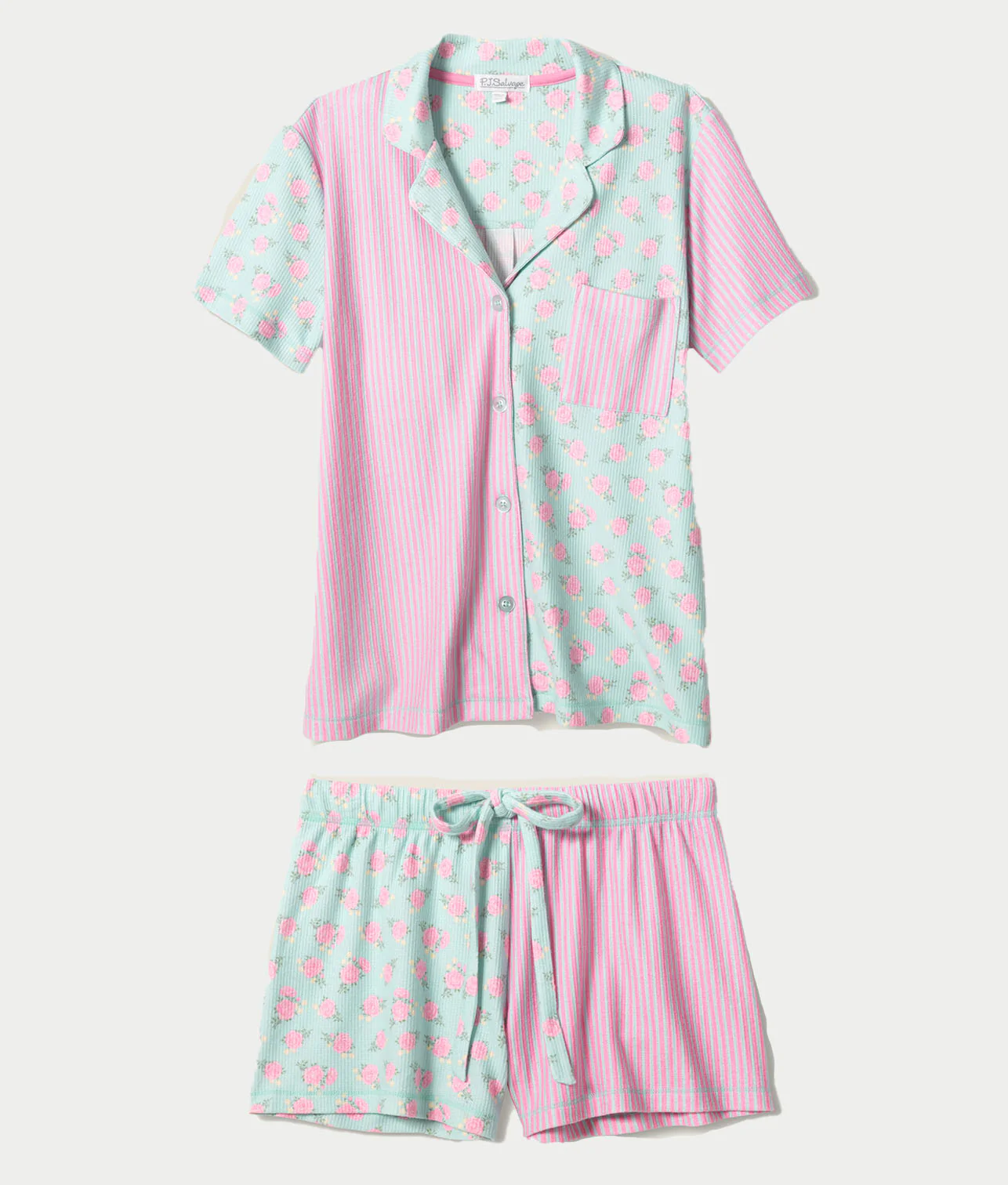 Secret Garden Striped Floral Knit Pajama Set - Image 2