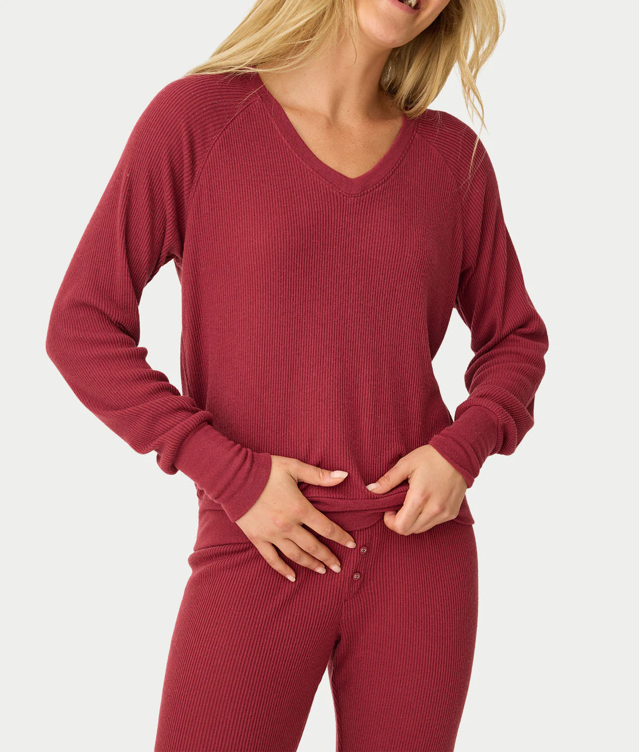 Textured Essentials Long Sleeve Knit Pajama Set - Image 4