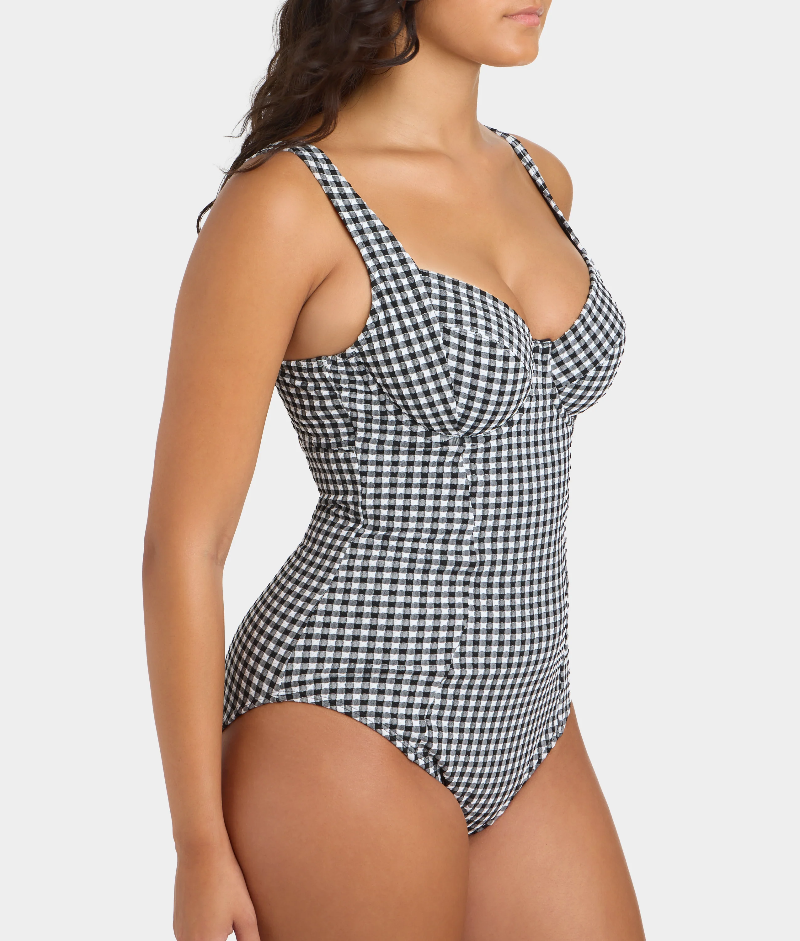 Gingham Paloma Underwire Balcony One-Piece Swimsuit - Image 7
