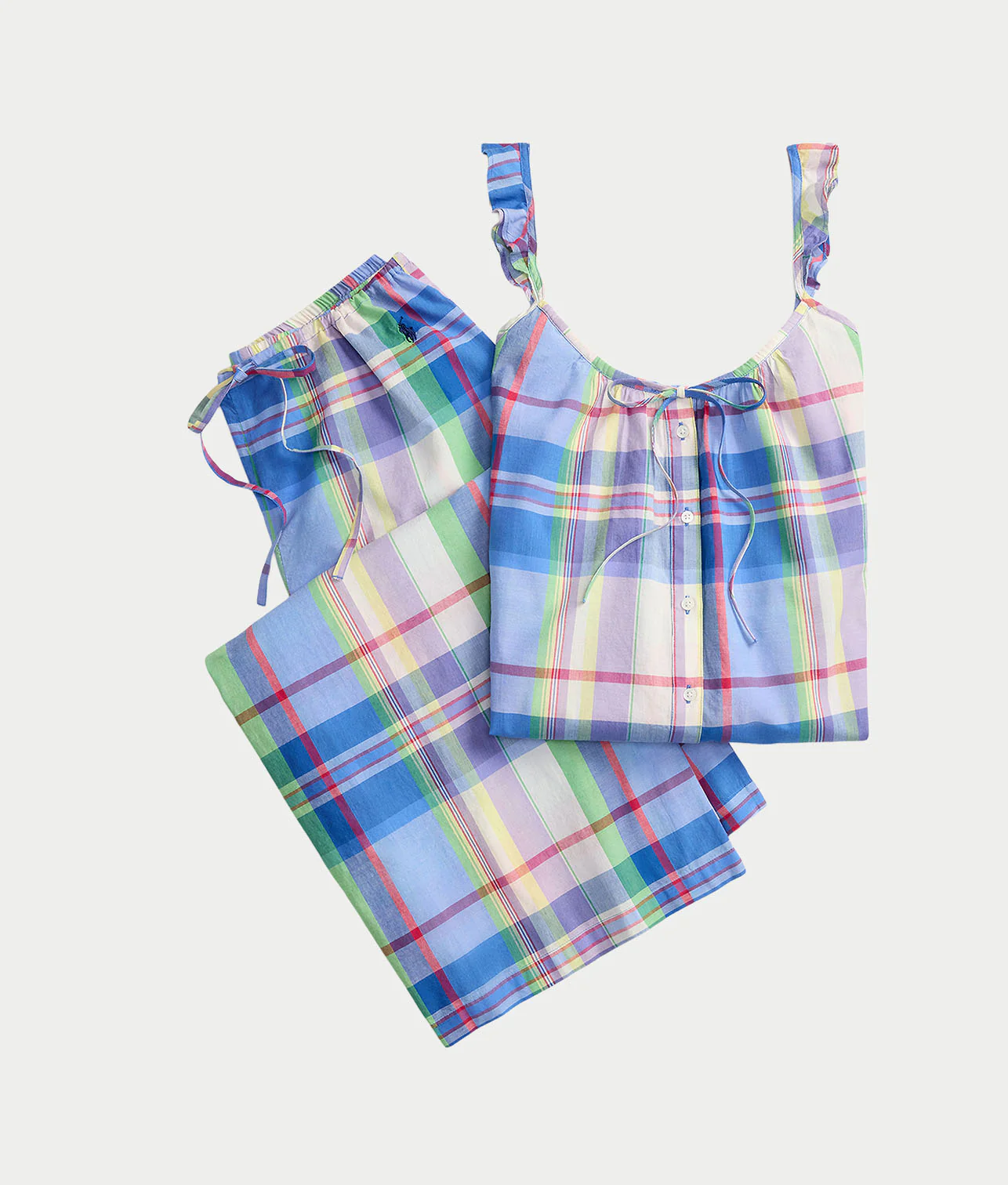 Madras Plaid Ruffle Cami Woven Pajama Set - Image 2