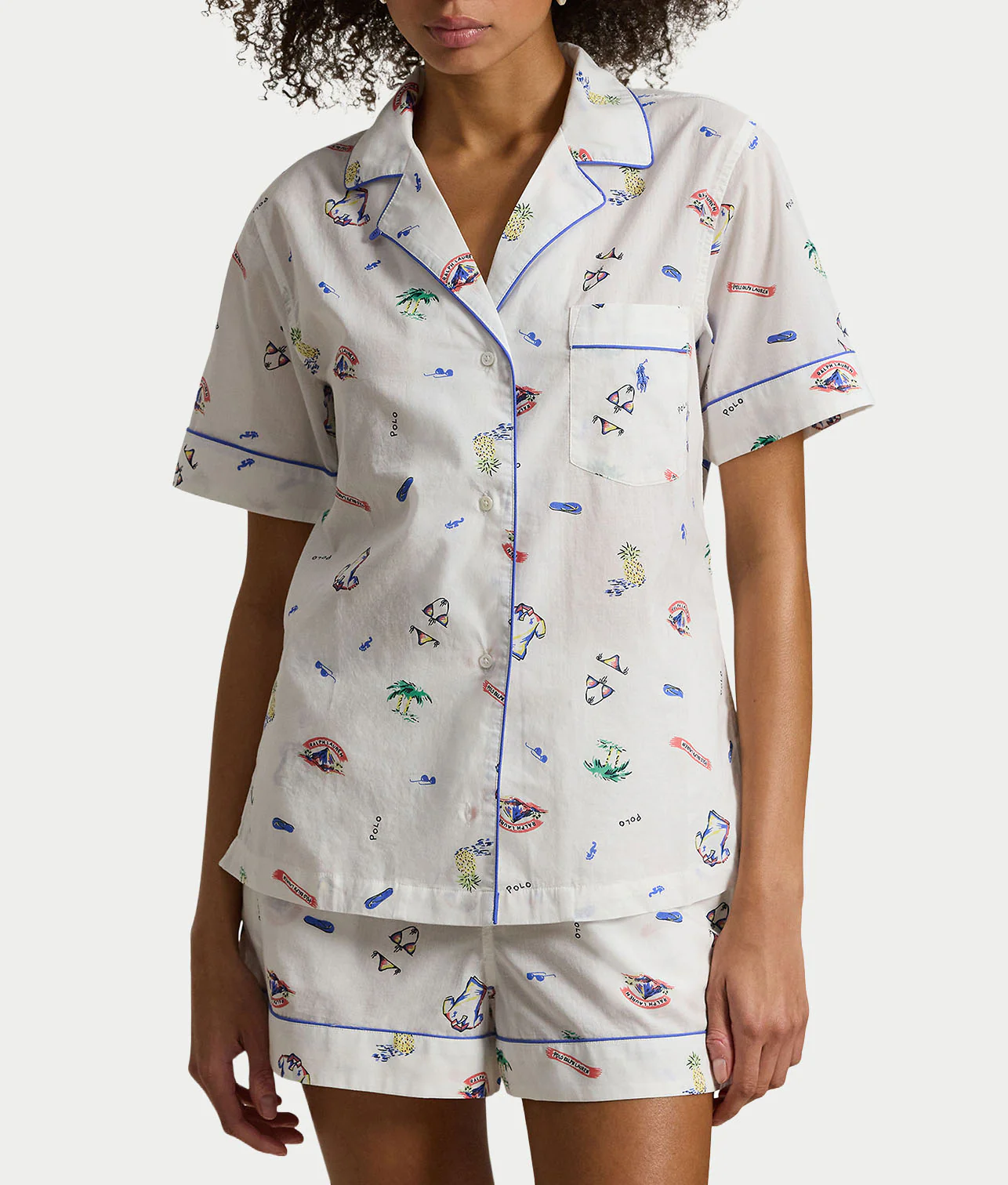 Short Sleeve Woven Pajama Set