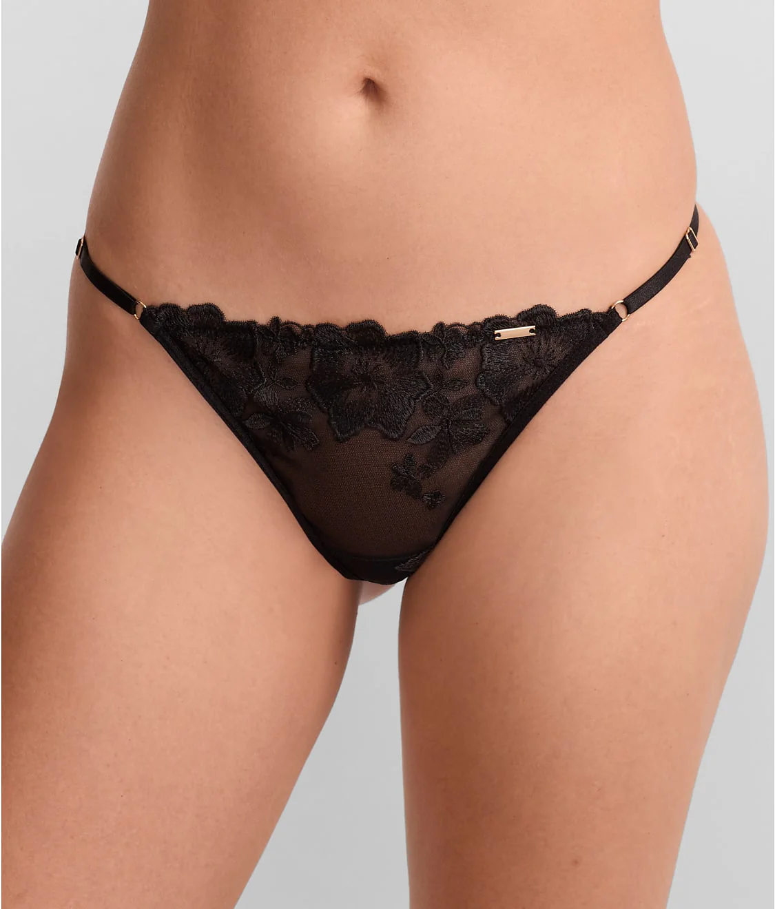 India Floral Embroidery Thong - Image 3