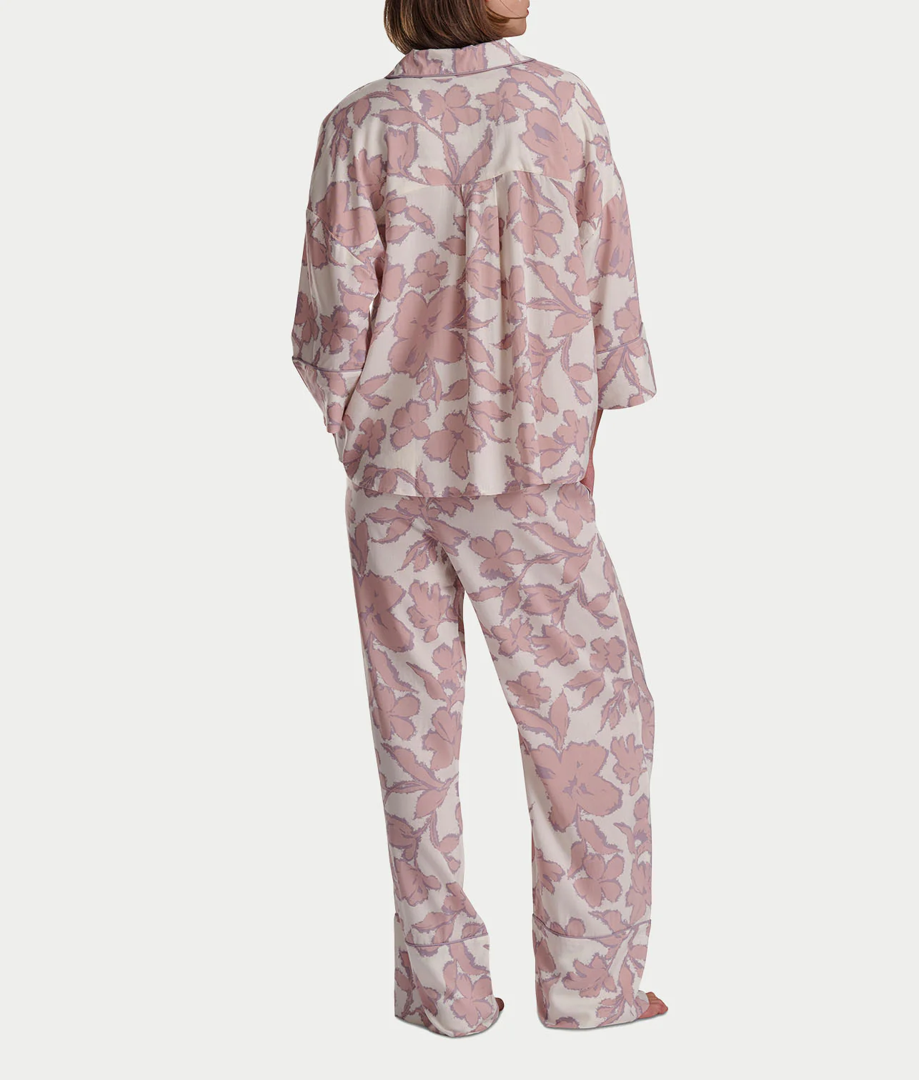Woven 3/4 Sleeve Button-Down Top and Long Pant Set - Image 2