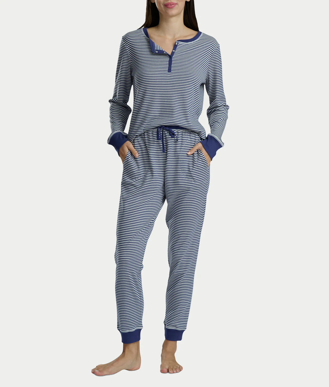 Long Sleeve Rib Henley Jogger Set - Image 6