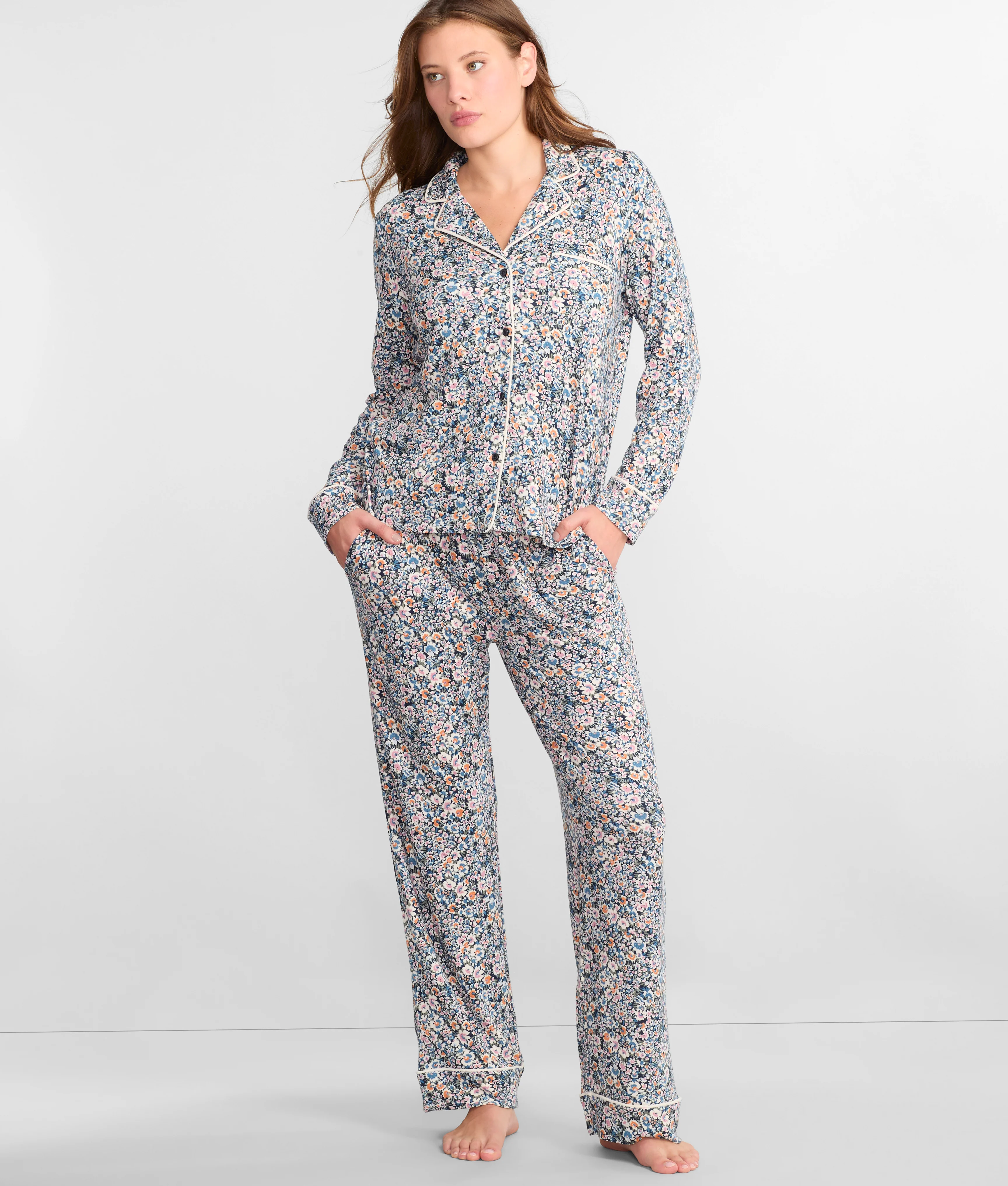 Notch Collar Woven Pajama Set - Image 10