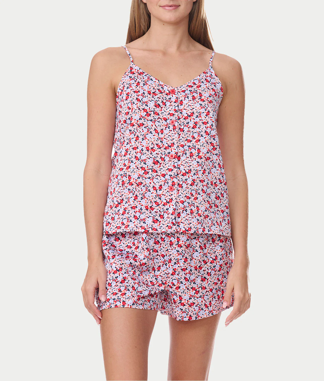 Floral Cami & Boxer Woven Pajama Set