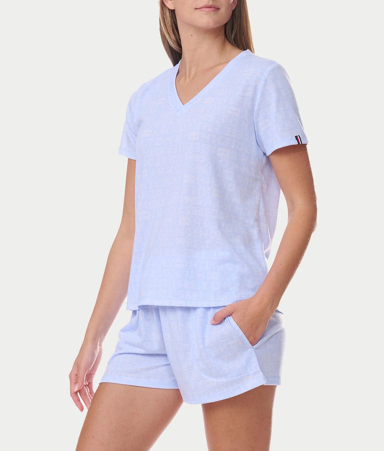 V-Neck Knit Tee & Boxer Pajama Set - Image 4