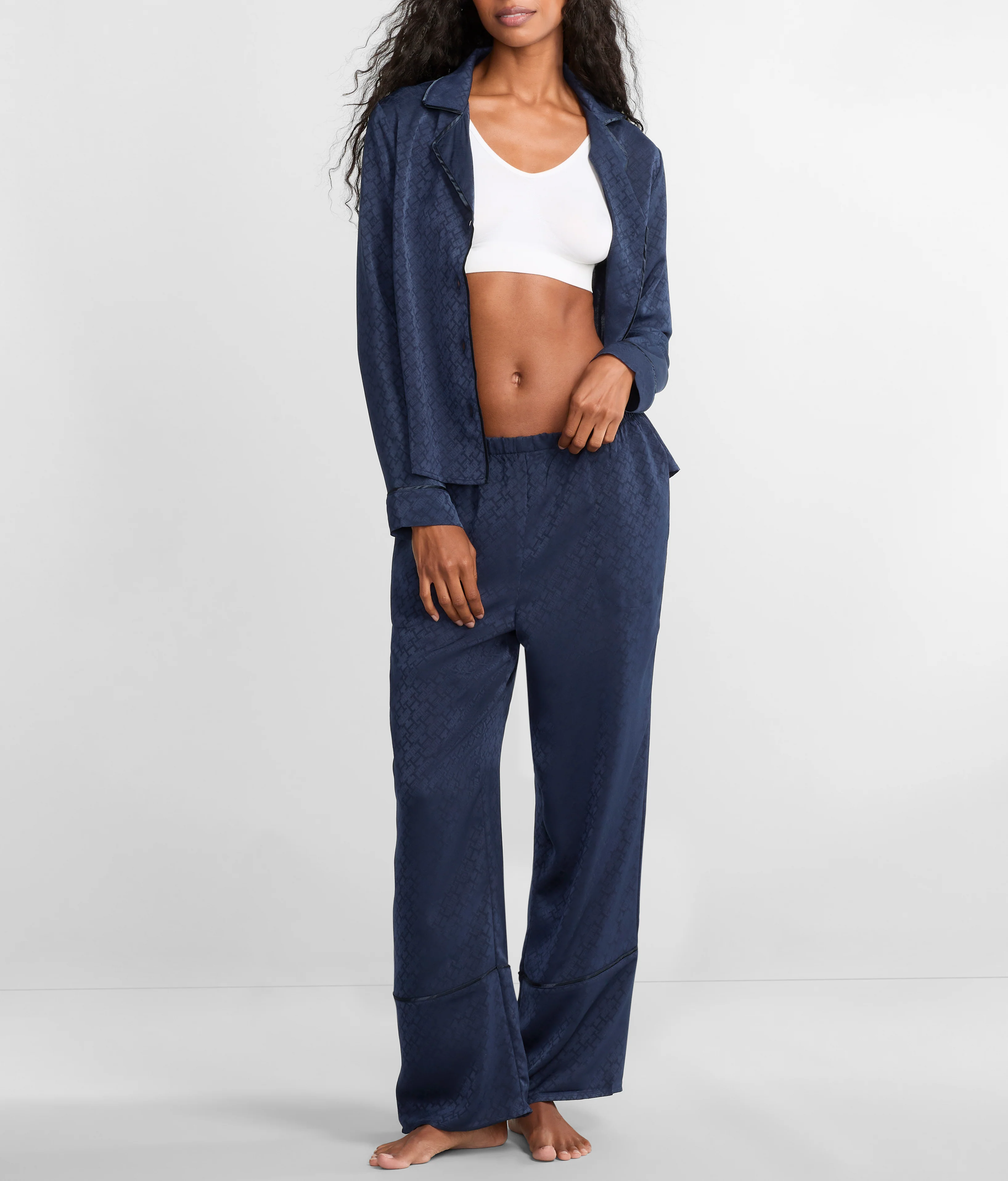 Notch Collar Woven Pajama Set - Image 2