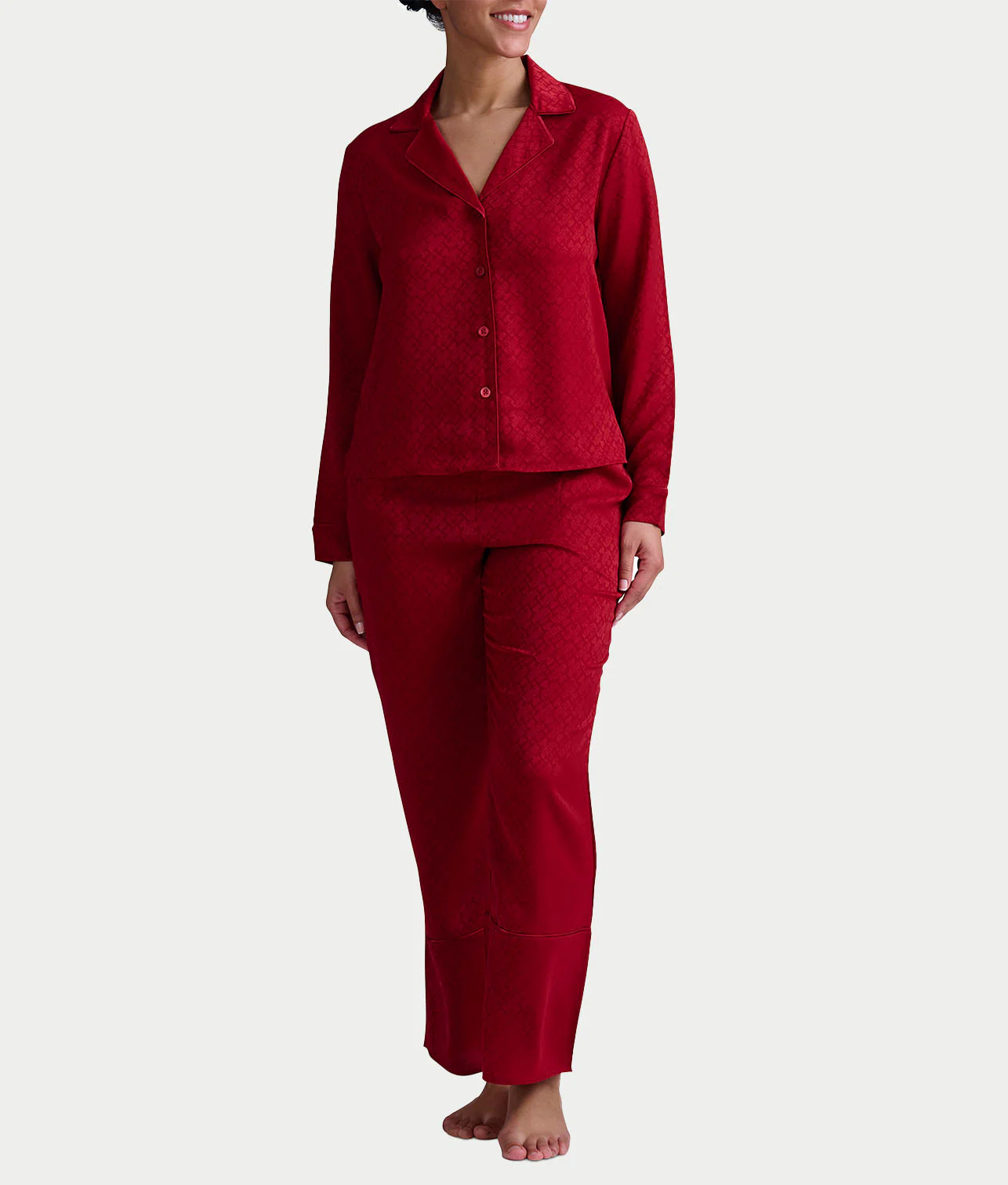 Notch Collar Woven Pajama Set - Image 5