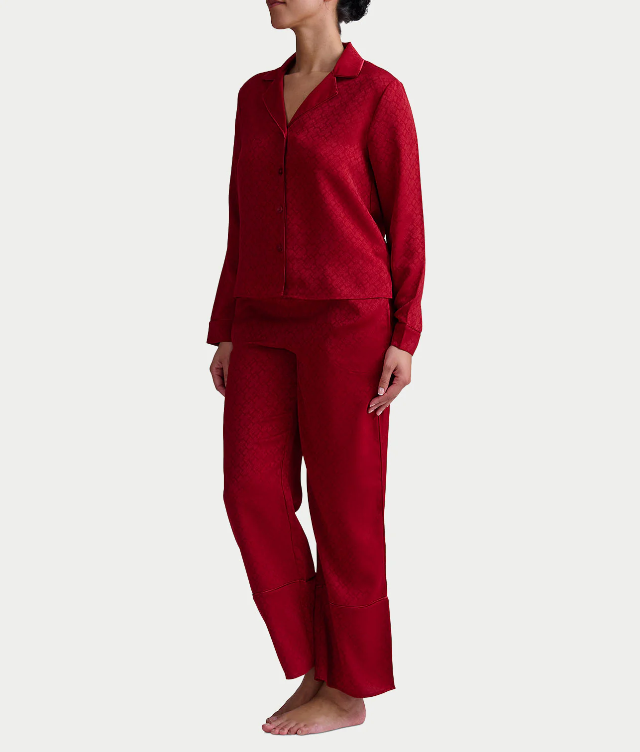 Notch Collar Woven Pajama Set - Image 8
