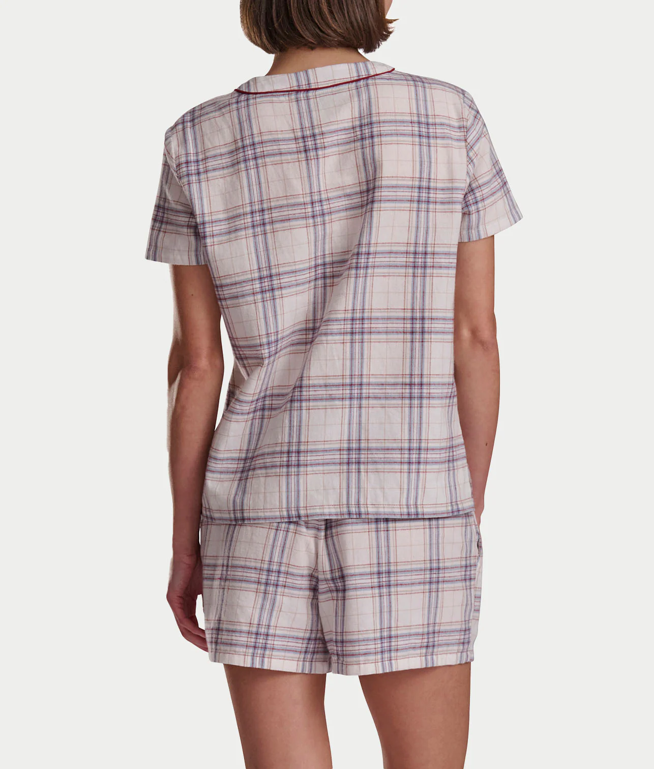 Short Sleeve Woven Plaid Boxer Pajama Set - Image 2