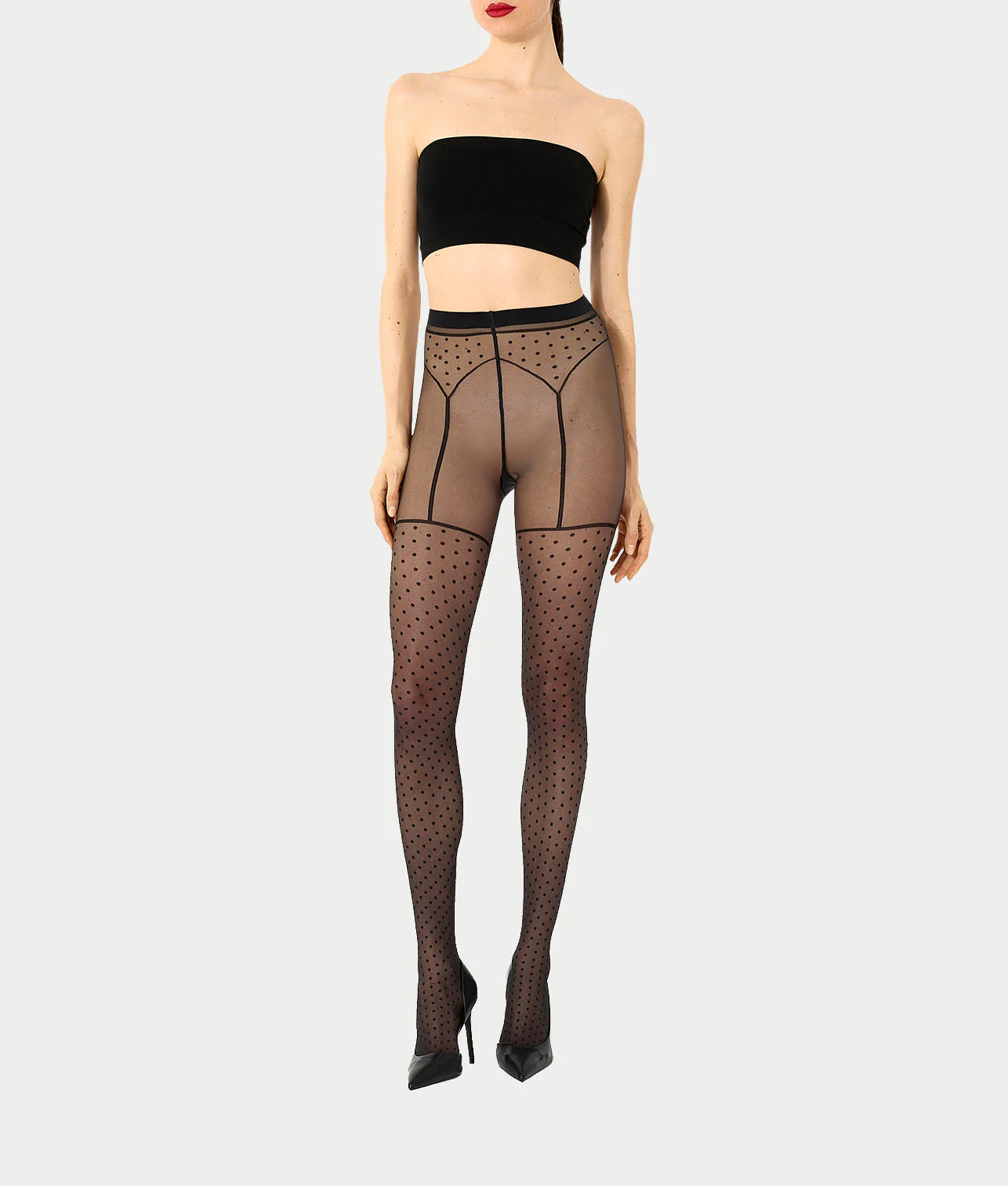 Dotted Garter Belt Tights - Image 4